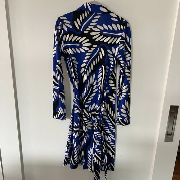 Like New Condition - Blue Leaf Wrap Dress - Picture 1 of 6